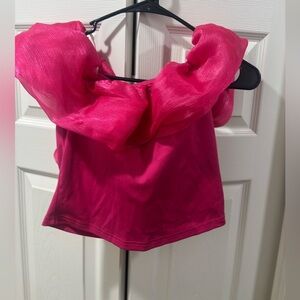 SHEIN Vibrant Pink Ruffled Blouse